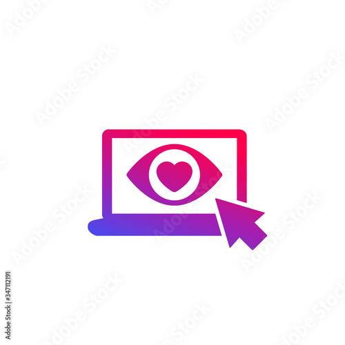 Free Download Eye with heart on screen icon - GFXLoad