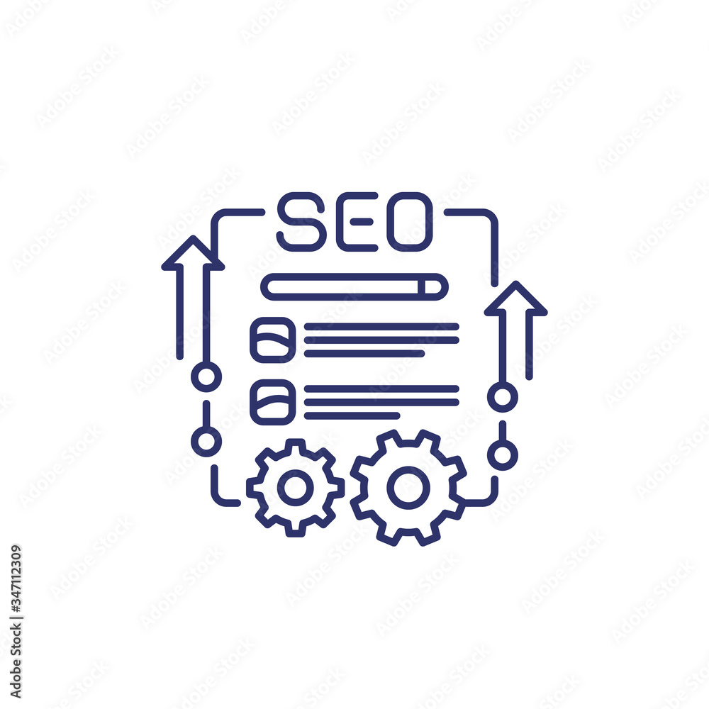 SEO, web optimization and analytics line icon SEO, web optimization and analytics line icon