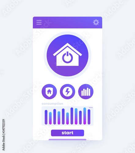 Smart home app interface, mobile ui design, vector