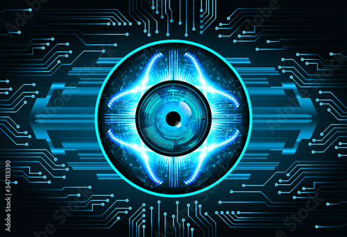 Blue eye cyber circuit future technology concept background