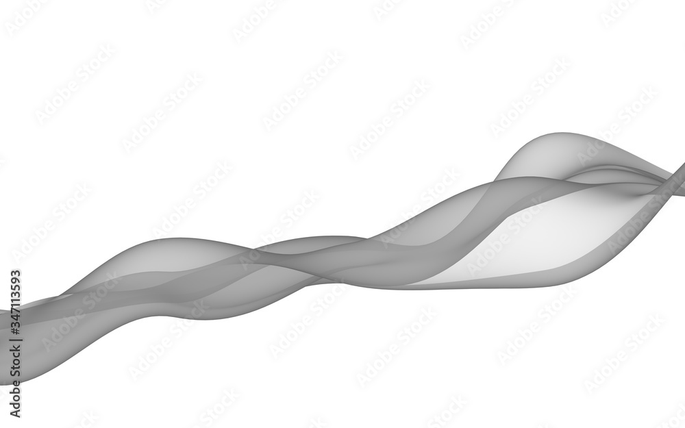 Abstract gray wave. Raster air background. Bright gray ribbon on white background. Gray scarf. Abstract gray smoke. 3D illustration Abstract gray wave. Raster air background. Bright gray ribbon on white background. Gray scarf. Abstract gray smoke. 3D illustration