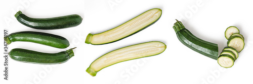 Collection of zucchini isolated on a white background