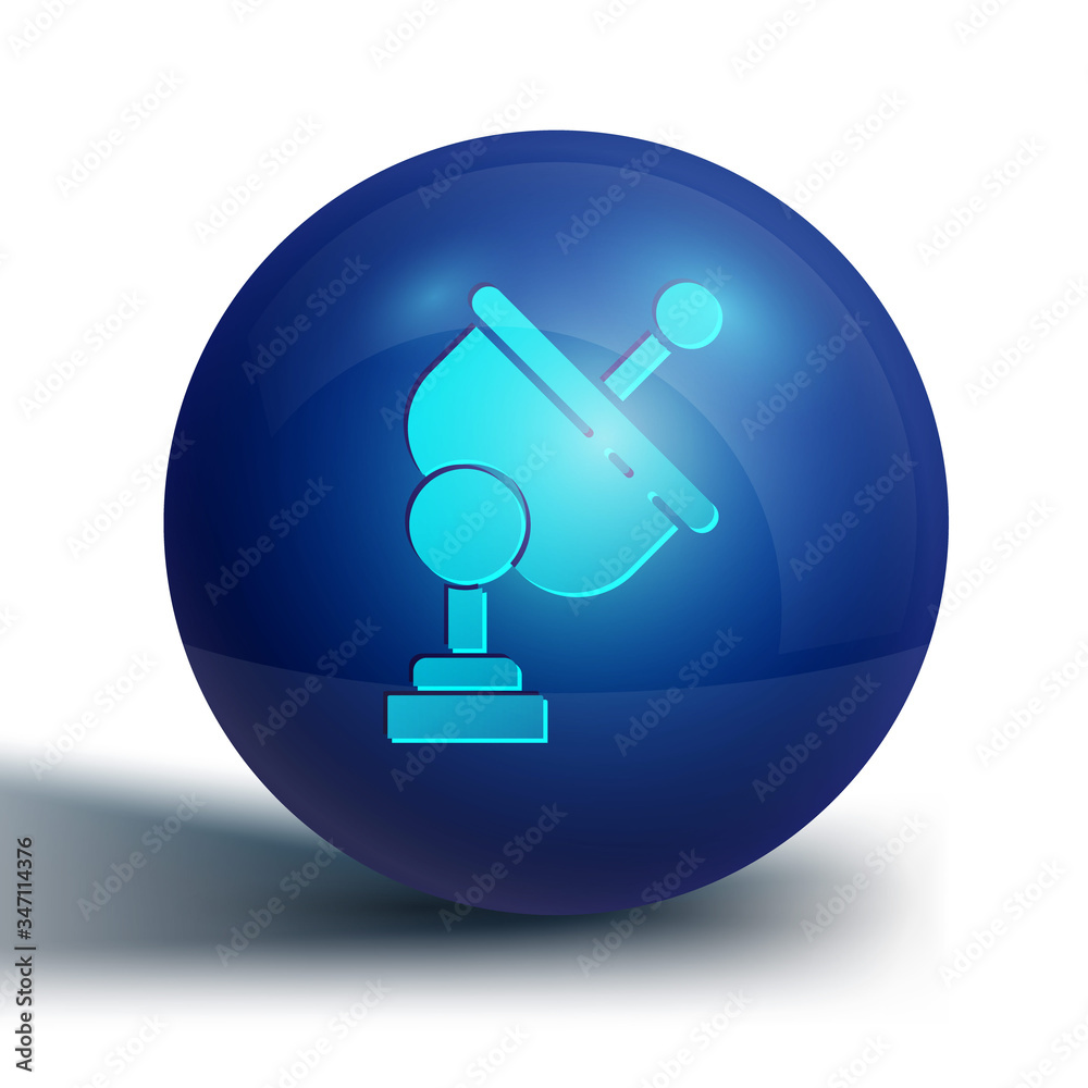 Blue Radar icon isolated on white background. Search system. Satellite sign. Blue circle button. Vector Illustration Blue Radar icon isolated on white background. Search system. Satellite sign. Blue circle button. Vector Illustration