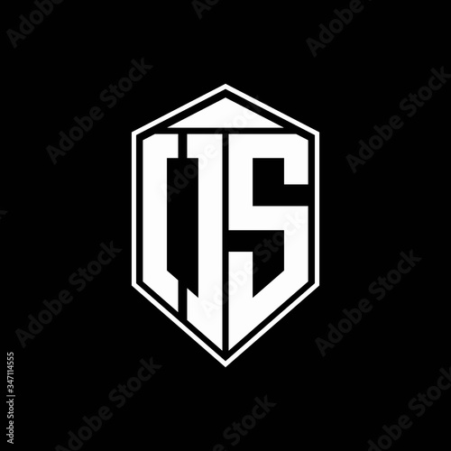 OS logo monogram with emblem shape combination tringle on top design template