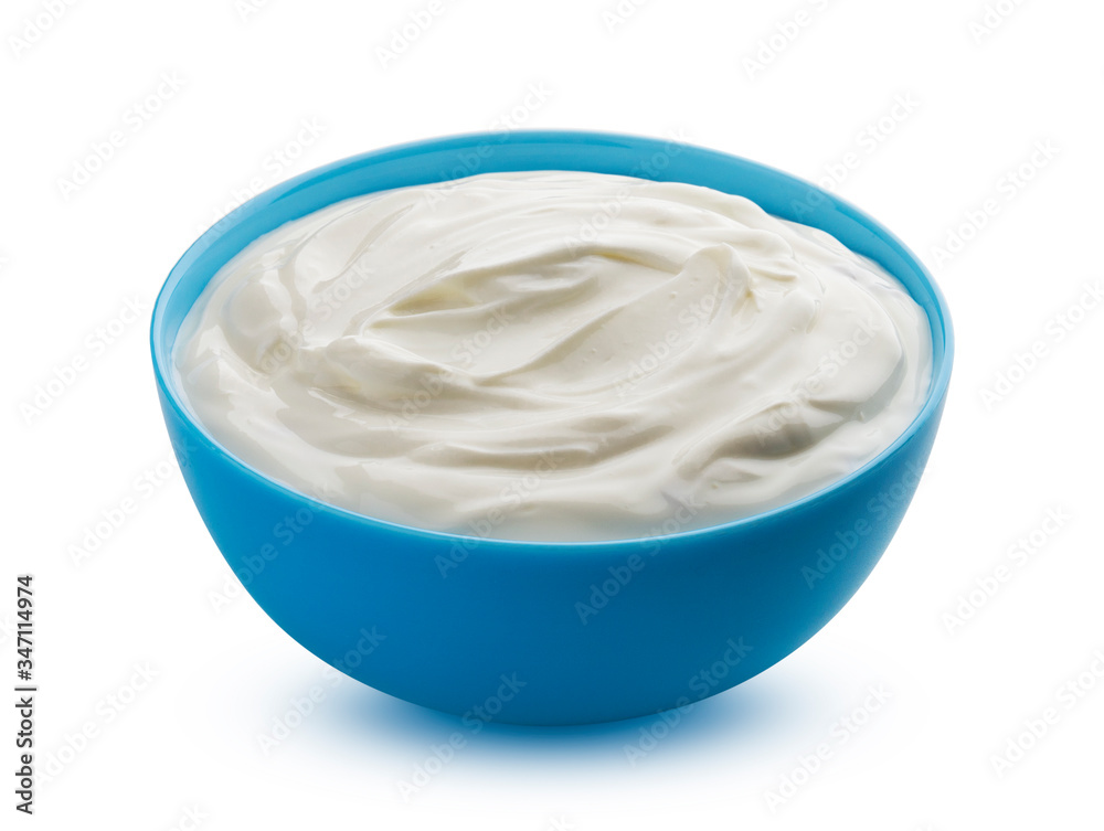 Fresh greek yogurt isolated on white background Fresh greek yogurt isolated on white background
