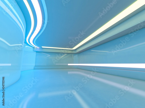 Abstract modern architecture background, empty open space interior. 3D