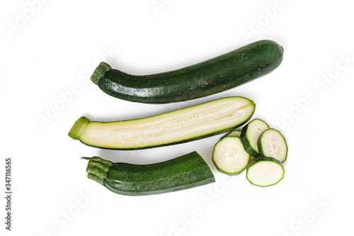Collection of zucchini isolated on a white background