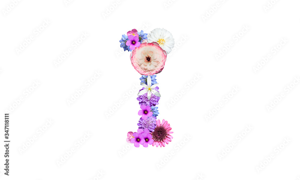 花で装飾されたアルファベットのi 花文字 花フォント Stock 写真 Adobe Stock