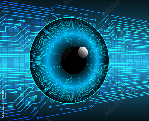 Blue eye cyber circuit future technology concept background