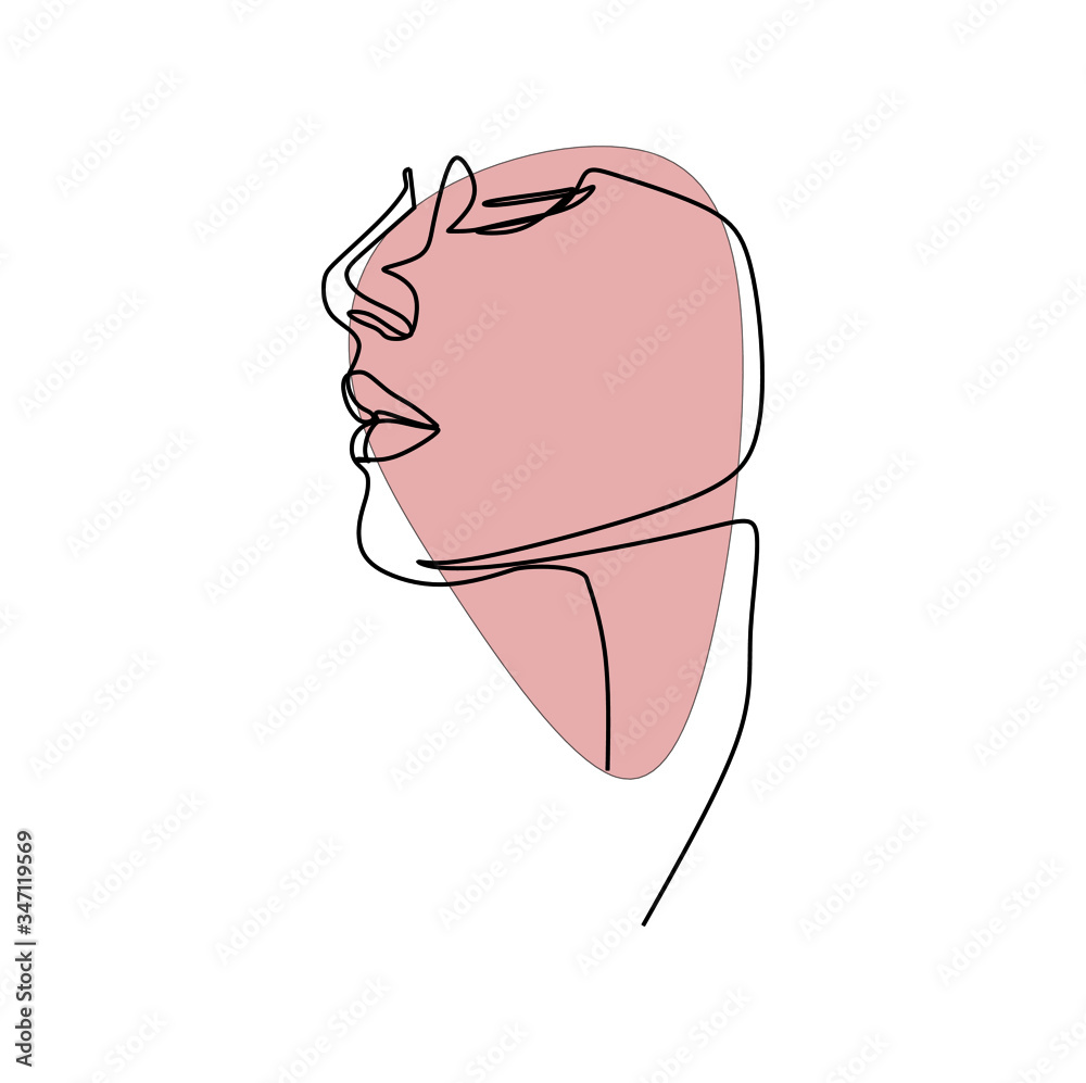 Continuous single line drawing vector of young woman close up face Continuous single line drawing vector of young woman close up face