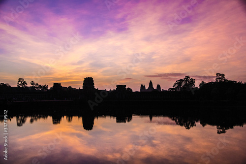 Sunrise behind the main tower at Angkor Wat