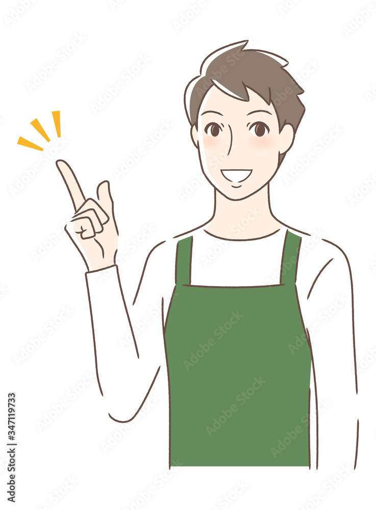 笑顔で指をさす男性 笑顔で指をさす男性