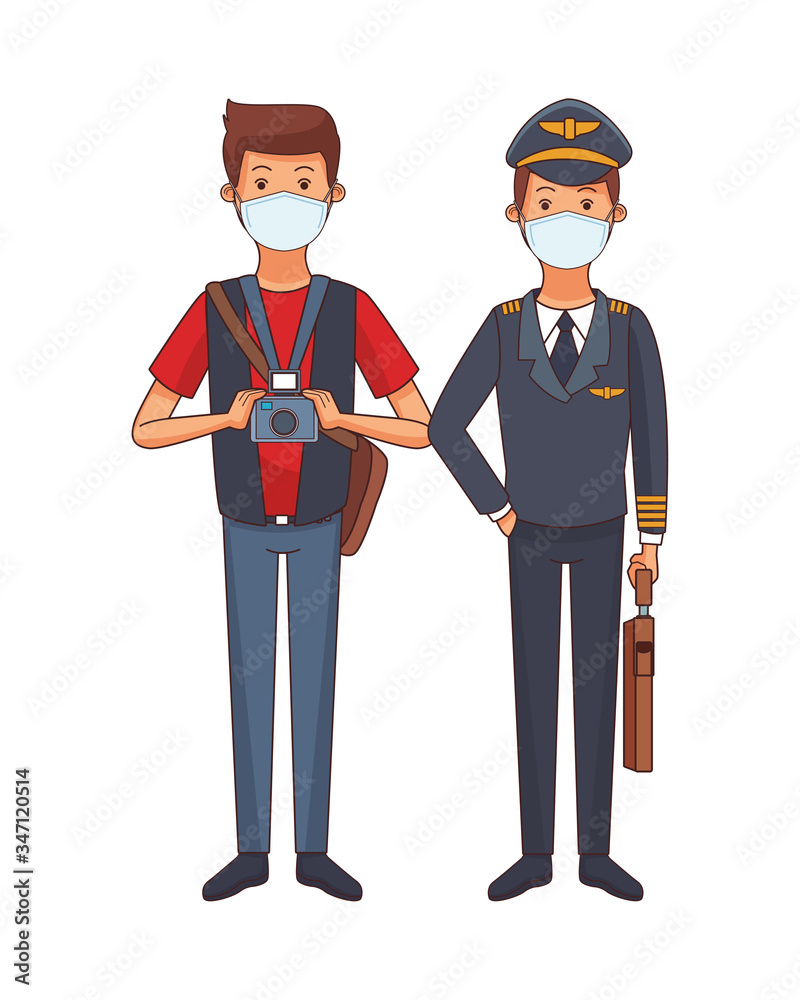 photographer and pilot using face masks