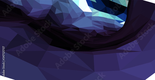 Way out of darkness, background from simple polygons, gloomy and cold 3D space with a hint of hope, abstract blue background with triangles