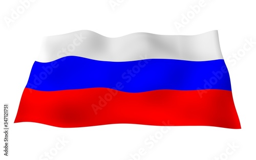 Waving flag of the Russian Federation. The National. State symbol of the Russia. 3D illustration