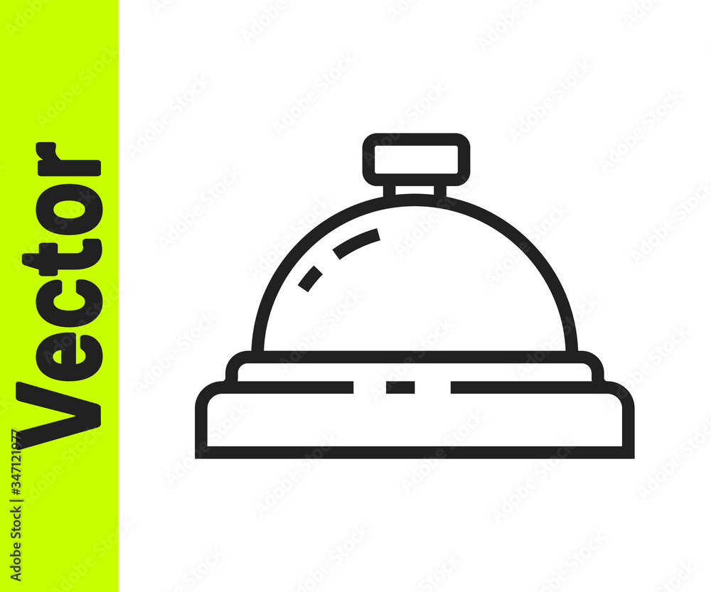 Black line Hotel service bell icon isolated on white background. Reception bell. Vector Illustration Black line Hotel service bell icon isolated on white background. Reception bell. Vector Illustration