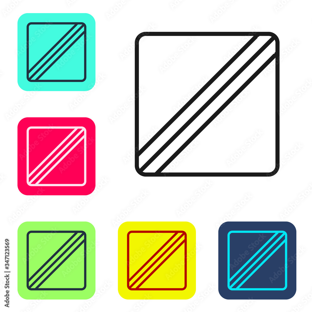 Black line Sewing Pattern icon isolated on white background. Markings for sewing. Set icons in color square buttons. Vector Illustration Black line Sewing Pattern icon isolated on white background. Markings for sewing. Set icons in color square buttons. Vector Illustration