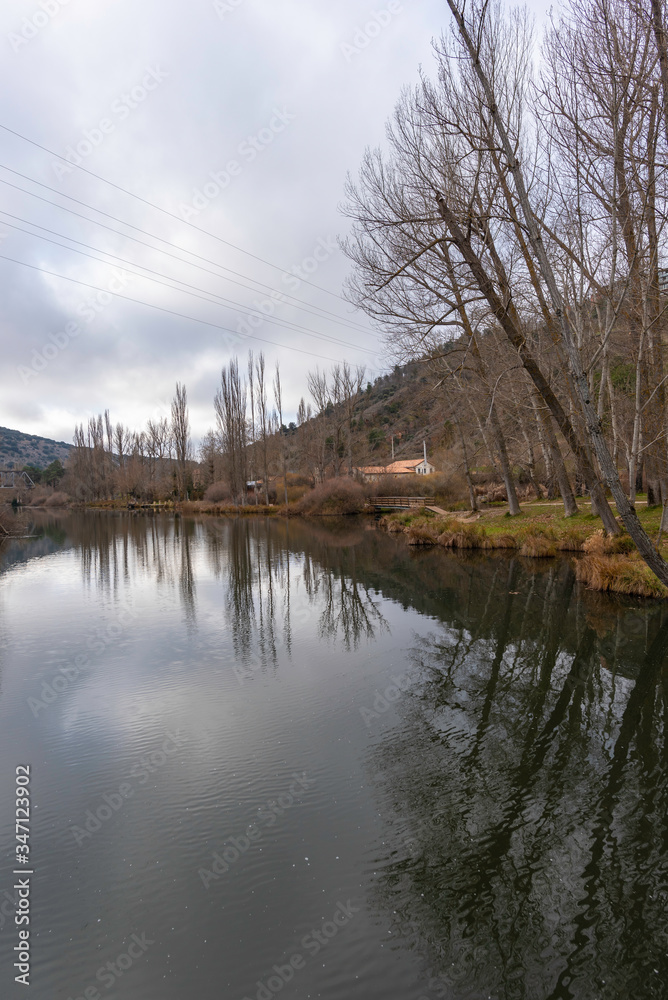 River walk of Machado, in Duero river, Soria (Spain).