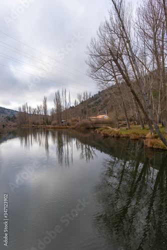 River walk of Machado, in Duero river, Soria (Spain).