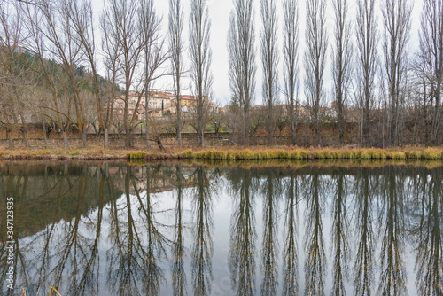 River walk of Machado, in Duero river, Soria (Spain).