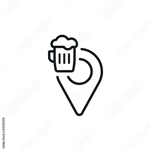Beer Location Icon - Pub Beer Garden nearby Beer Mug - Symbol Vector