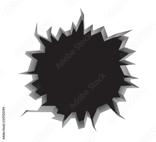 Background design with big hole on the wall