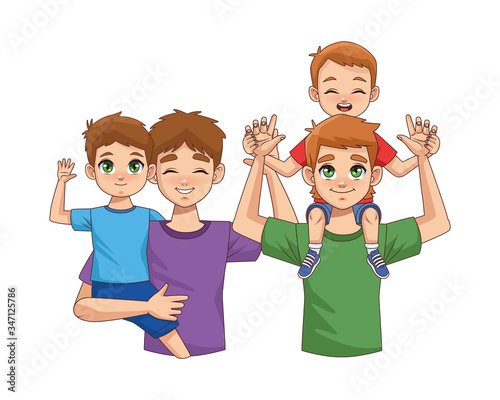 fathers lifting sons parents characters