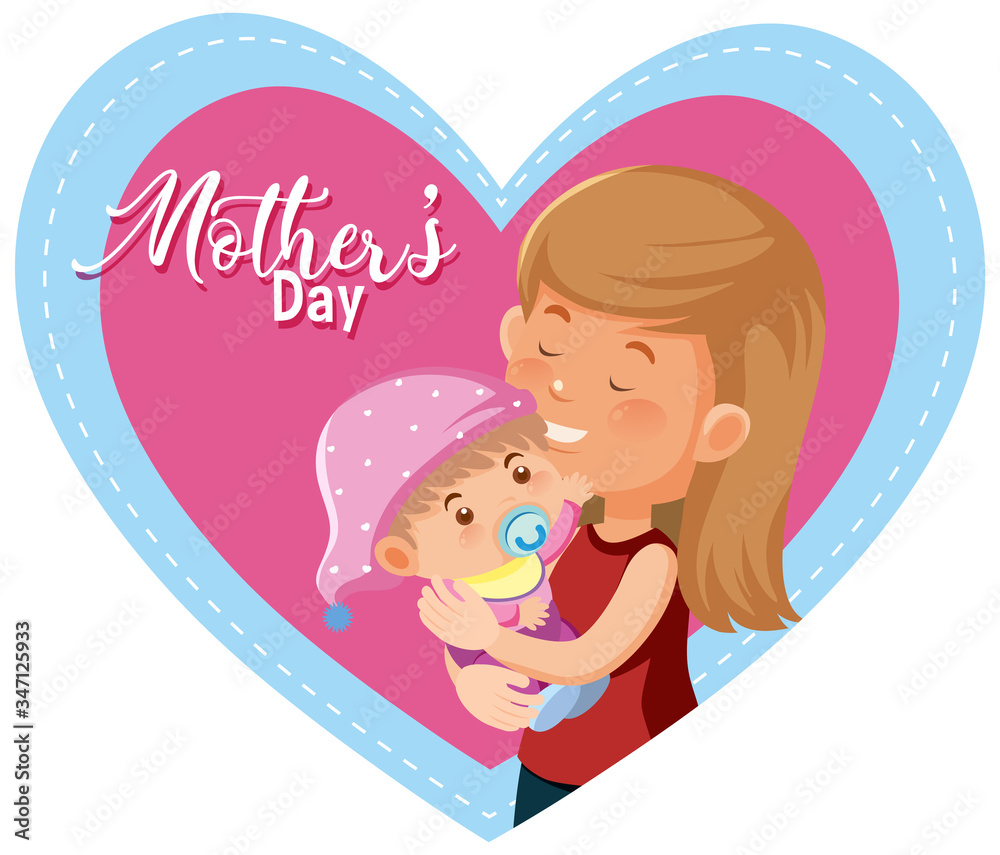 Template design for happy mother's day with mom and baby Template design for happy mother's day with mom and baby