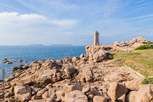 Perros-Guirec, France. Scenic view with Mean Ruz or Ploumanac’h lighthouse on the Pink Granite Coast © Valery Rokhin