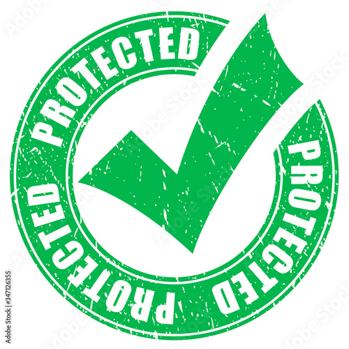 Grunge protected sign on white background