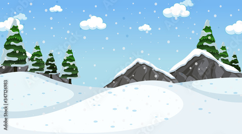 Background scene with snow in the field