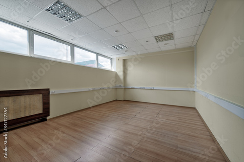 Empty office space in an office building. Concept: bankruptcy, economic crisis