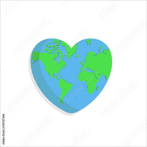 love earth, world vector illustration, good for nature or environment design template. flat color style