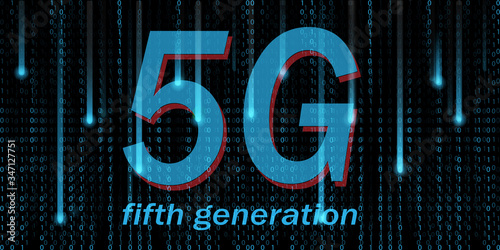 5g mobile networking, big data binary code flow numbers