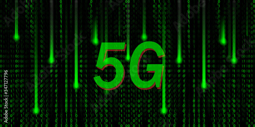 Big data binary code flowing through 5g mobile networking