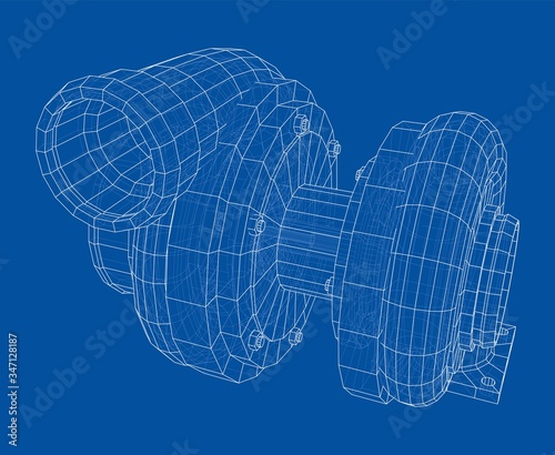 Automobile turbocharger concept outline. Vector