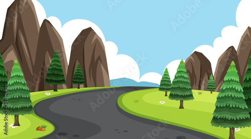 Background scene with many trees in the park
