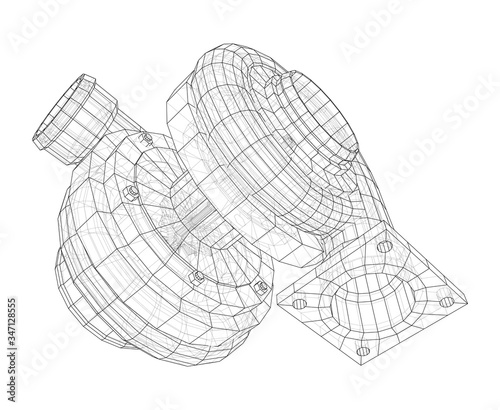 Automobile turbocharger concept outline. Vector