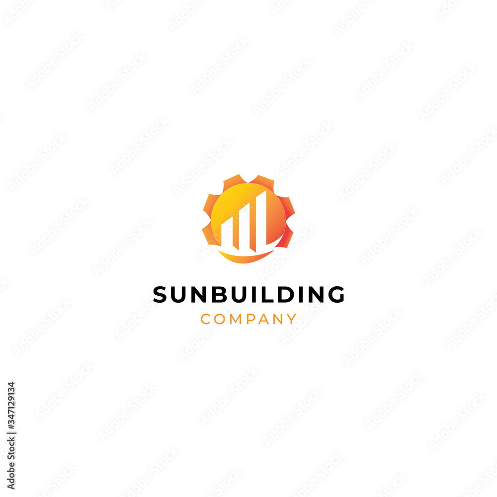 Sun building logo design with simple style Sun building logo design with simple style