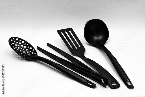 kitchen utensils on a white background 