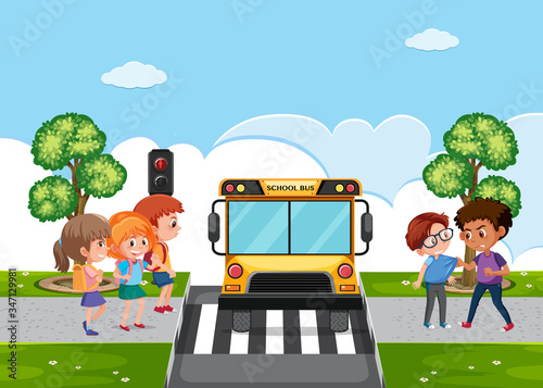 Scene with kid bullying their friend on the street