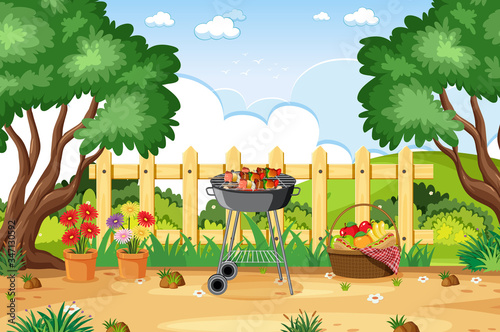 Background scene with BBQ in the park
