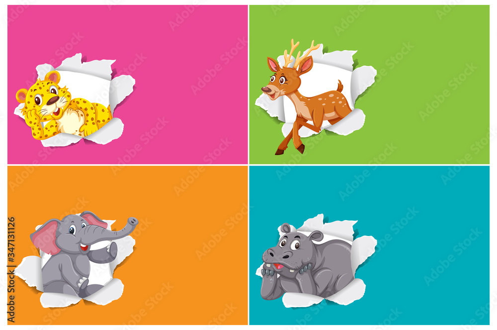 Obraz premium Background template design with wild animals