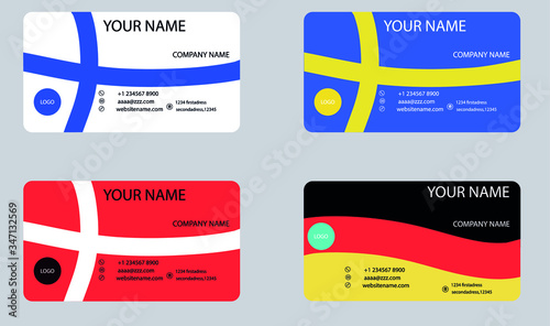 set of business cards in the form of flags of the countries of the European Union. Finland, Sweden, Germany, Denmark