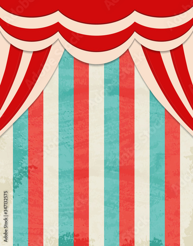 Circus striped background with vintage tent. Design for presentation, concert, show