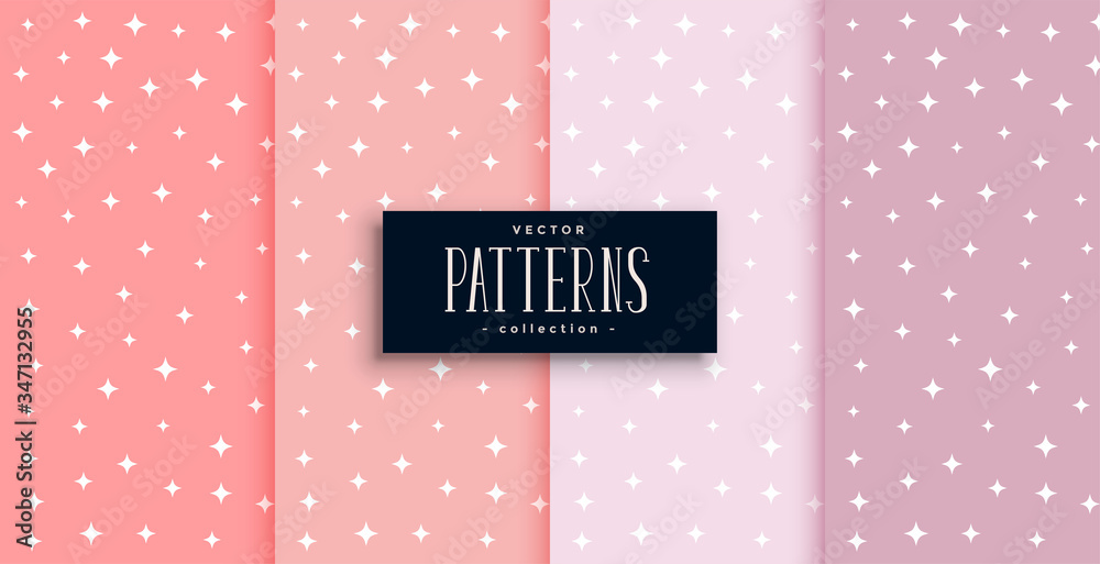 sparkling star cute patterns set in four shades