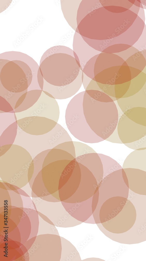 Multicolored translucent circles on a white background. 3D illustration