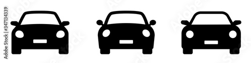 Car icon. Auto vehicle isolated. Transport icons. Automobile silhouette front view. Sedan car, vehicle or automobile symbol on white background - stock vector.