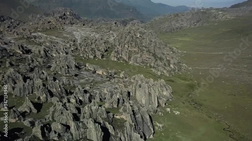 Drone shot of the mountains in Peru