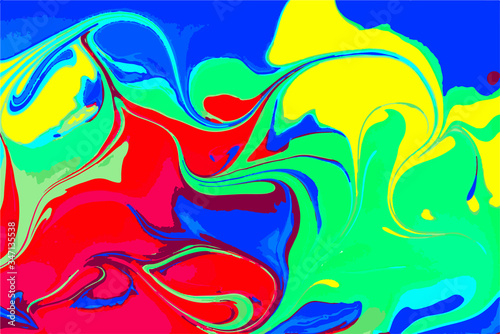 Bright colored marble pattern. Fluorescent liquid background. Artwork abstract vector texture.